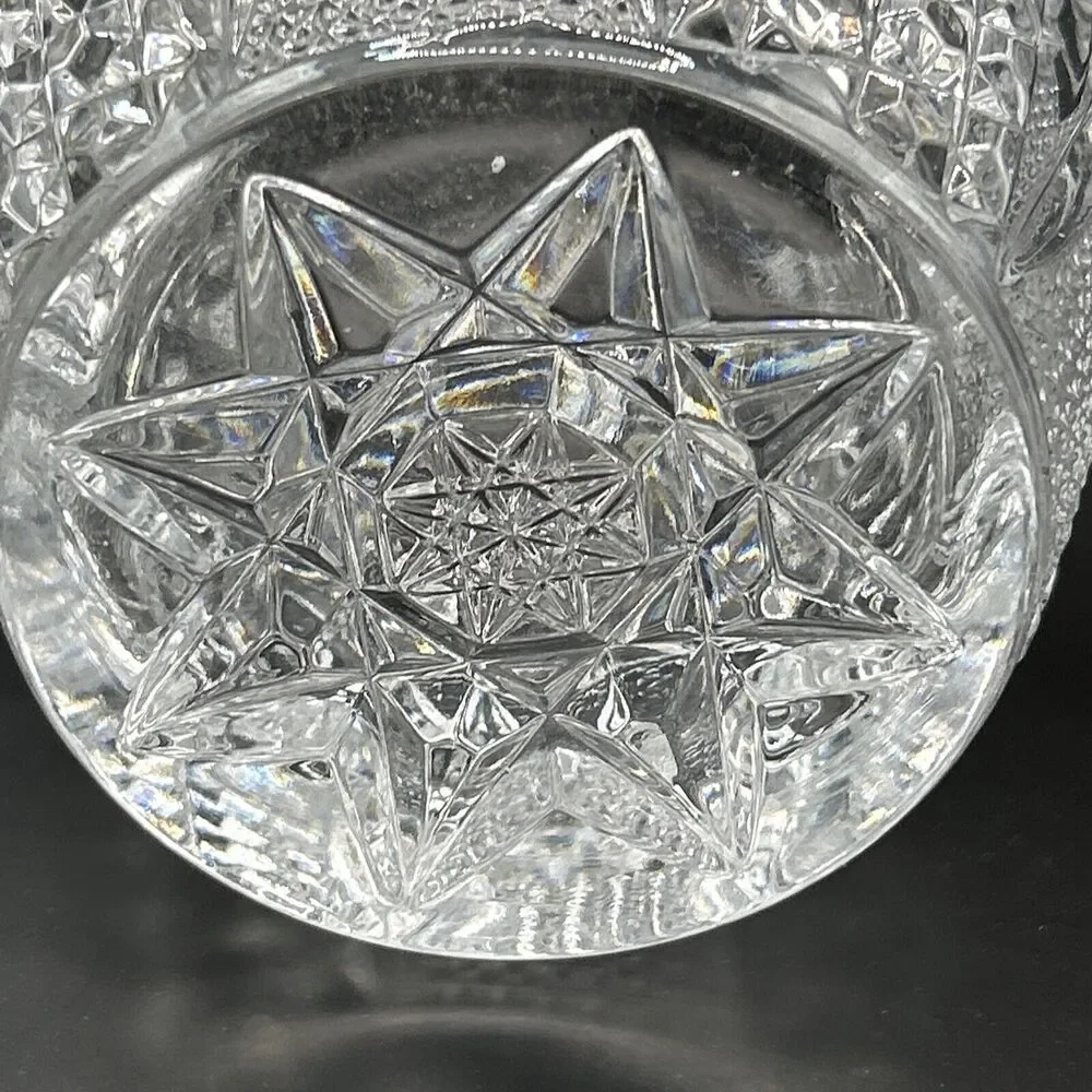 Ice Bucket Crystal Clear Glass w/Saw Tooth Edges & Knob Handles Vintage - Picture 6 of 9